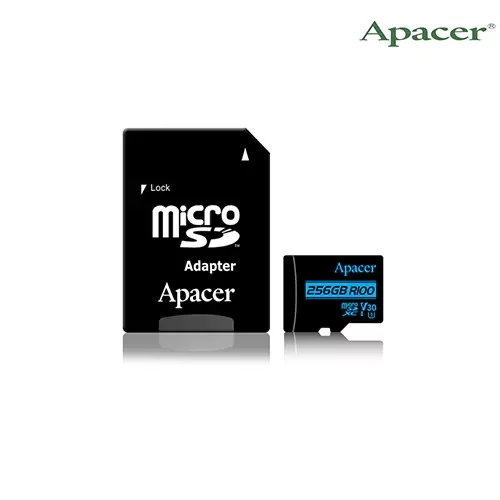 Apacer 256GB MicroSDXC UHS-I U3 V30 R100 A1 Class-10 Memory Card with Adapter